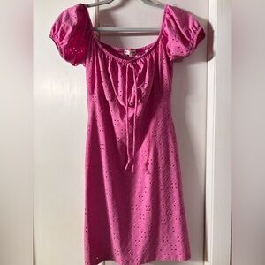 Pink Eyelet Mini Dress